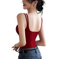 American-style small camisole for women in early autumn with padded underwear beautiful back bra integrated inner body with ankara red top