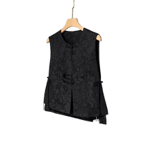 New Chinese style black jacquard vest for women 2024 new spring and autumn temperament high-end waistcoat jacket vest top