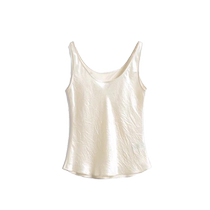 Satin camisole womens summer outer wear 2024 new thin pleated suit with slim ice silk sleeveless top
