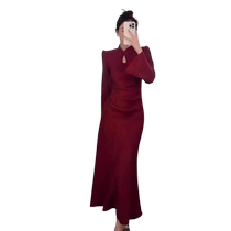 Anchor red new Chinese style engagement dress womens spring and autumn niche annual party toast dress improved cheongsam dress