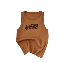 American style ice silk knitted camisole for women in summer for small people to wear with letter short I-shaped inner sleeveless top