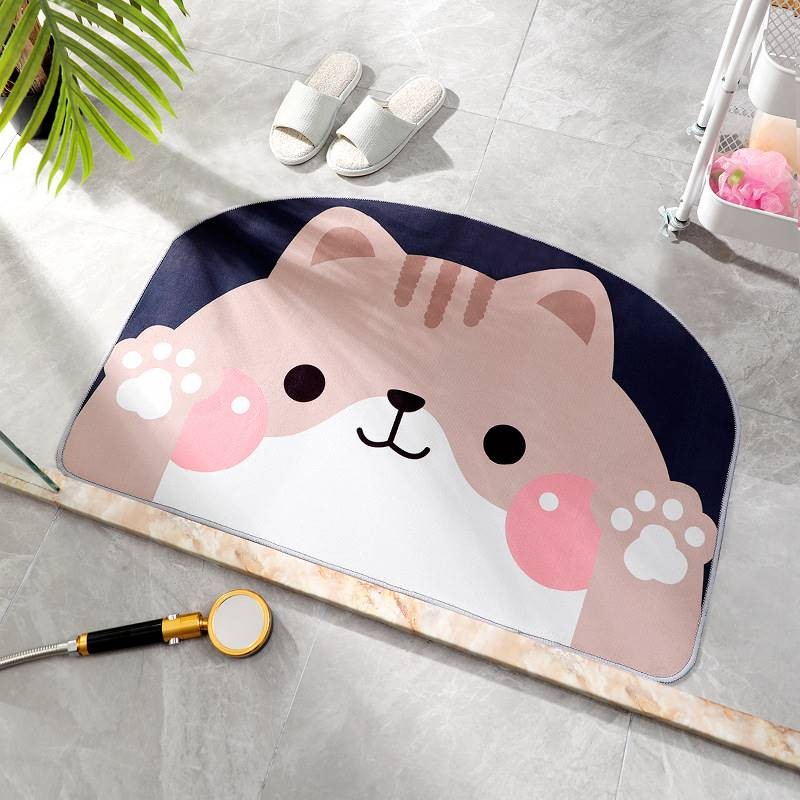 Makeup Room Ground Mat Bathroom Doorway Water Absorbent Footbed anti-slip into the door mat Bathroom Toilet Lovely Semicircle Carpet