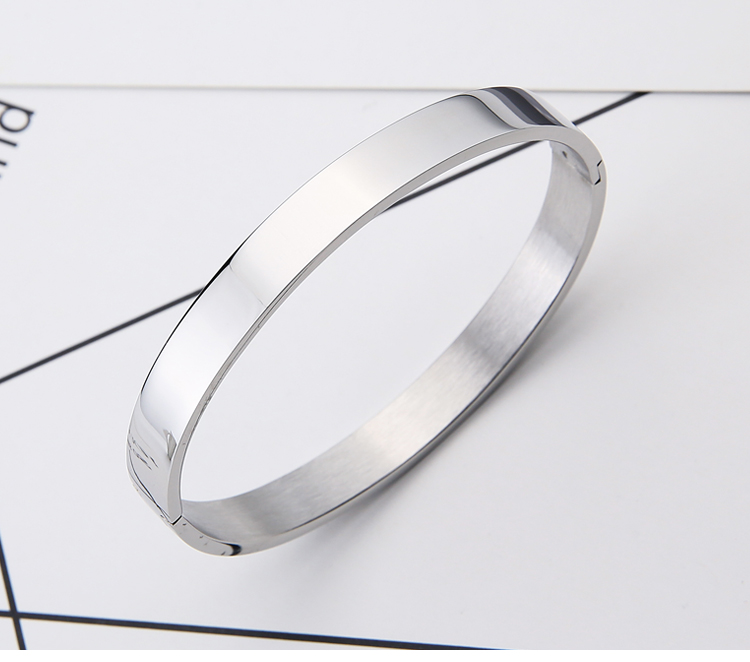 Vòng đeo tay đôi bằng thép titan một cặp chữ bạc trơn Nhật Bản và Hàn Quốc phiên bản nam và nữ sinh viên trang sức đơn giản hipster vòng băng ngọc thủy tảo neja