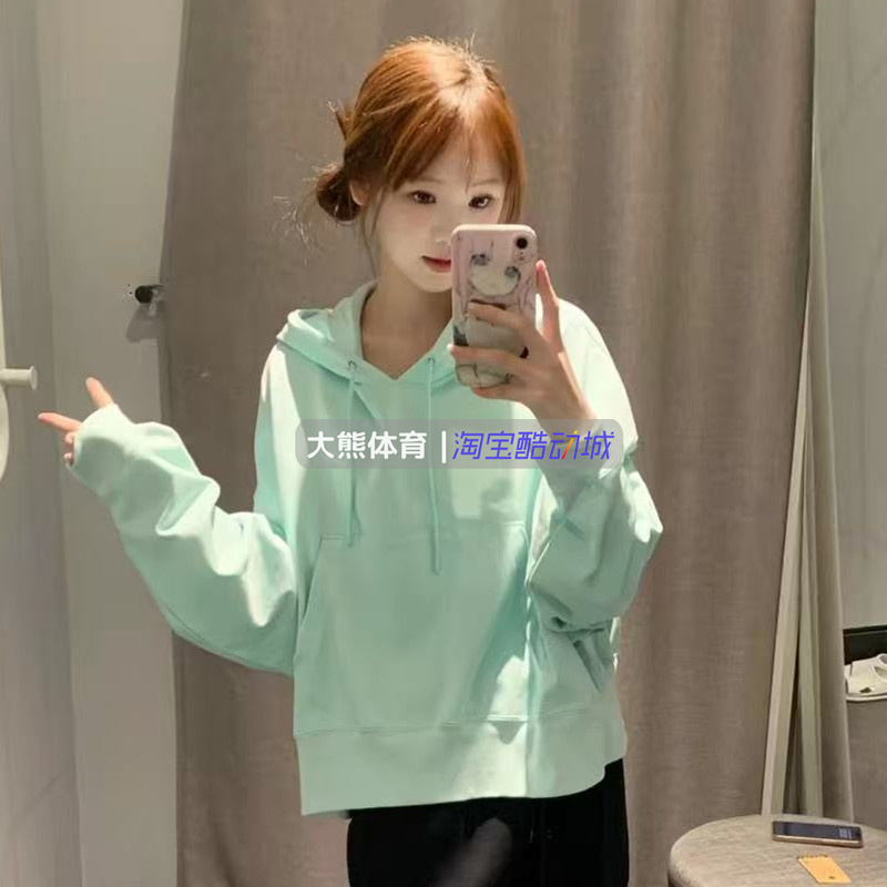 Nike Women's Knitted Hooded Pullover Autum Loose Casual Pure Cotton Sports Sweatshirt Dm6418-346