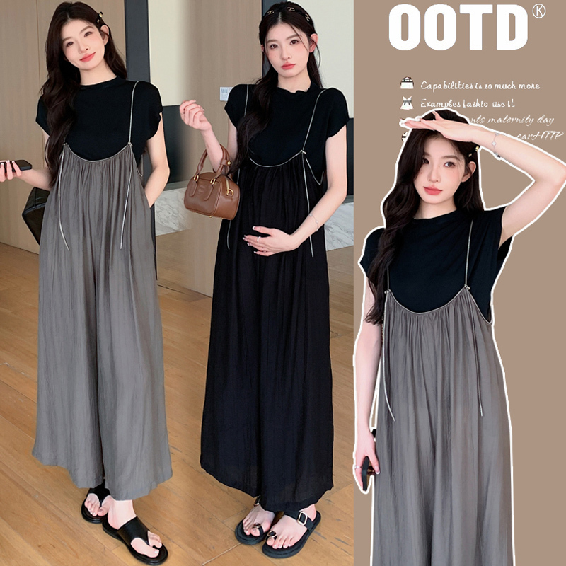 Maternity Wear Summer Suit 2026 New Fashion High-End Pregnant Mother Outfit Wide-Leg Overalls Summer Thin Two-Piece Set Maternity Wear Summer Suit 2026 New Fashion High-End Pregnant Mother Outfit Wide-Leg Overalls Summer Thin Two-Piece Set