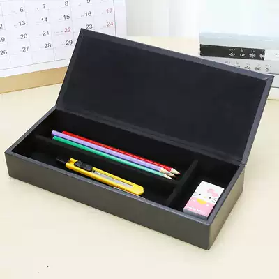 Multifunctional leather creative pen case with lid storage business fashion pen holder stationery hotel supplies pen box