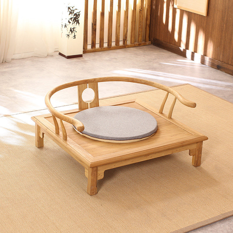 Tatami chair home coffee table short lazy back chair Japanese style low chair back chair home living room solid wood