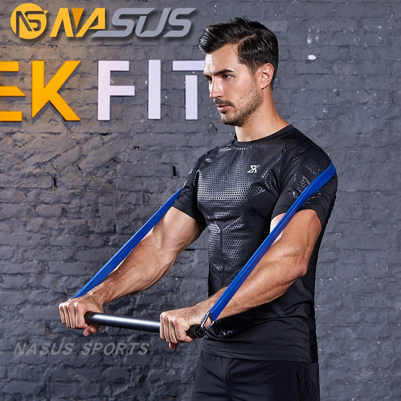 Single-lever elastic band latex elastic home fitness equipment Prati bar Practicing Arm Muscle Enlargement Chest Deep Squat Hip Pull