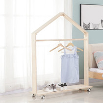 Ins nordic wind children's room simple small house roller floor coat rack clothing store display rack shooting props