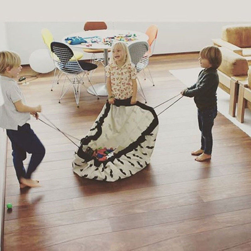 Ins nordic beard panda map rail road children's toy storage bag portable sack carpet