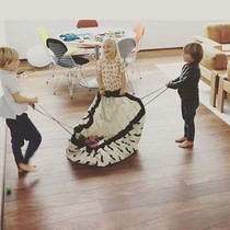 Ins nordic beard panda map rail road children's toys storage hanging bag portable sack carpet