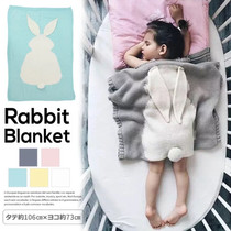 Ins Nordic wind explosions rabbit ear baby blanket three-dimensional children's knitted blanket baby wool blanket beach blanket
