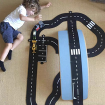 Ins Nordic wind children stitching car track track track track PVC soft glue puzzle combination set educational toys