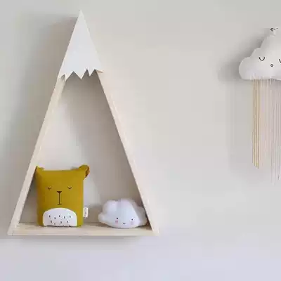 ins Nordic wind wooden snow mountain Triangle House shelf children's room wall decoration wall decoration photo props
