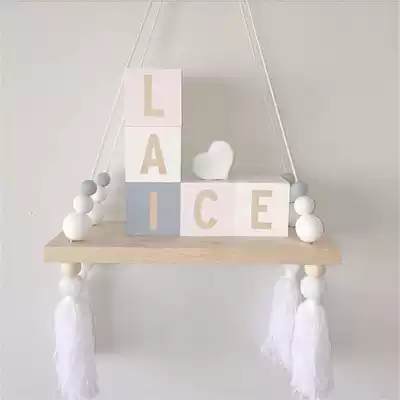 ins Nordic style solid wooden horse Karon wooden beads Liu Su shelf decoration partition Children's room decoration shooting props