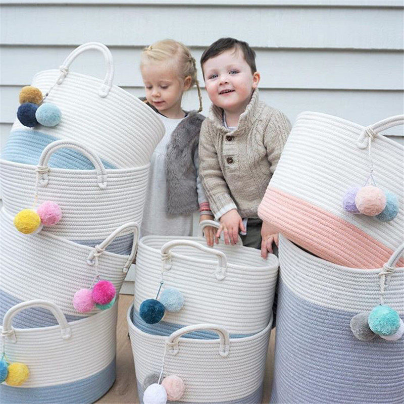 Ins Nordic wind cotton knitting home storage basket storage basket storage basket girl wind dirty clothes basket photo props