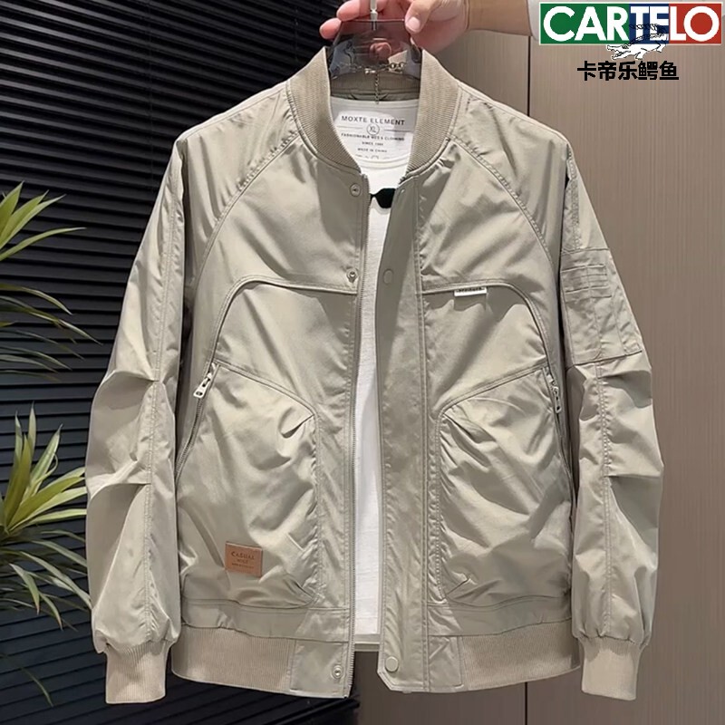 Cartelo Crocodile Baseball Jacket Men's Autumn and Winter Fashion Versatile Casual Workwear Padded Coat Windbreaker