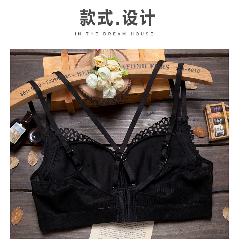 Áo ngực đẹp khoe ngực nhỏ gợi cảm dày lên trên áo ngực nữ sinh viên đồ lót ren đen nữ không có vòng thép - Áo ngực không dây quần áo nữ đẹp