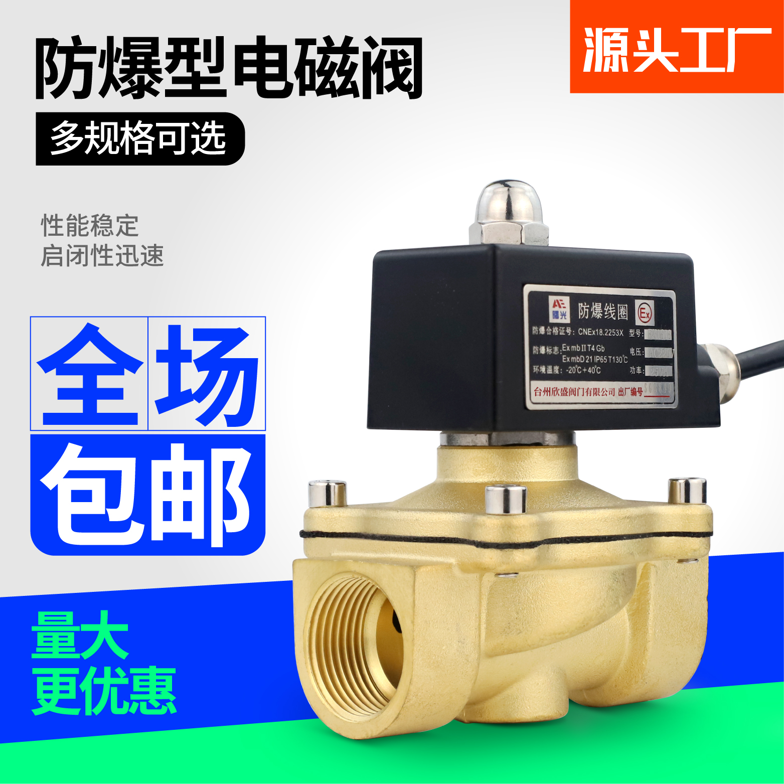 Explosion-proof all copper normal solenoid valve control valve valve gas valve 220v24vdn15 20 25 32