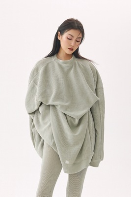taobao agent 【Xspace】DONOTDISTURB light green casual loose decomposition silhouette hooded sweater suite