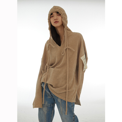 taobao agent 【Xspace】Donotdisturb Falling Shoulder Covered Hooding Kitte Loose Sweey, Loose Lighth