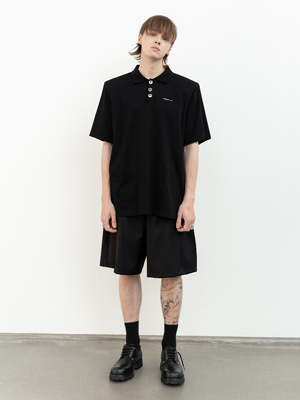 taobao agent 【Xspace】Rustynail spring and summer neutral high -level sense printed printed loose, removable shoulder shoulder POLO shirt