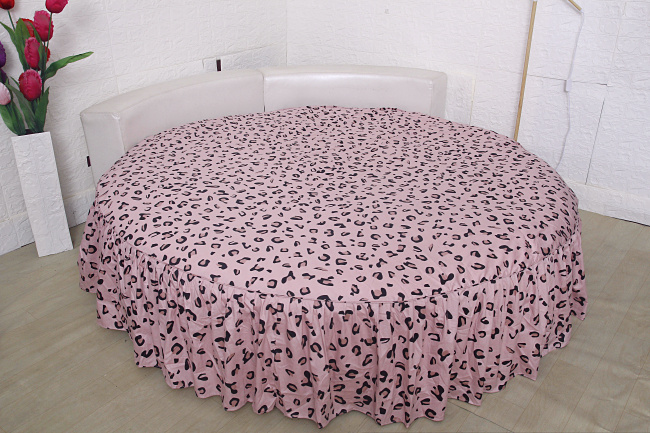 Giường tròn cotton bed quilt quilt cover phiên bản Hàn Quốc của bốn bộ tùy chỉnh giường tròn da báo bột chủ đề khách sạn nhiều bộ khác nhau của nhiều bộ - Váy Petti váy giường đẹp	