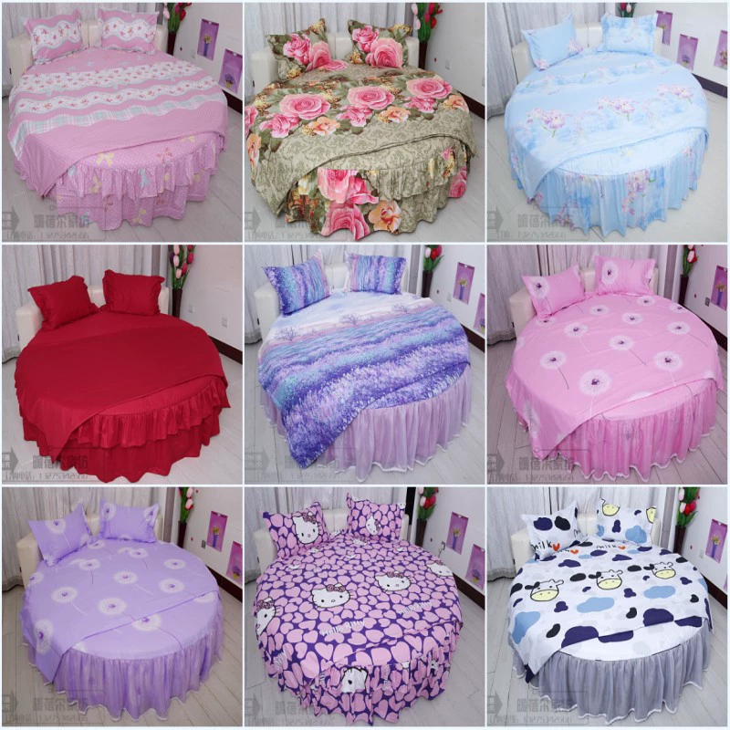 Tùy chỉnh giường tròn bốn mảnh đặt kích thước khác nhau hoa giường váy tấm phong cách châu Âu phiên bản Hàn Quốc của vườn giường vải lanh vỏ gối chăn - Váy Petti