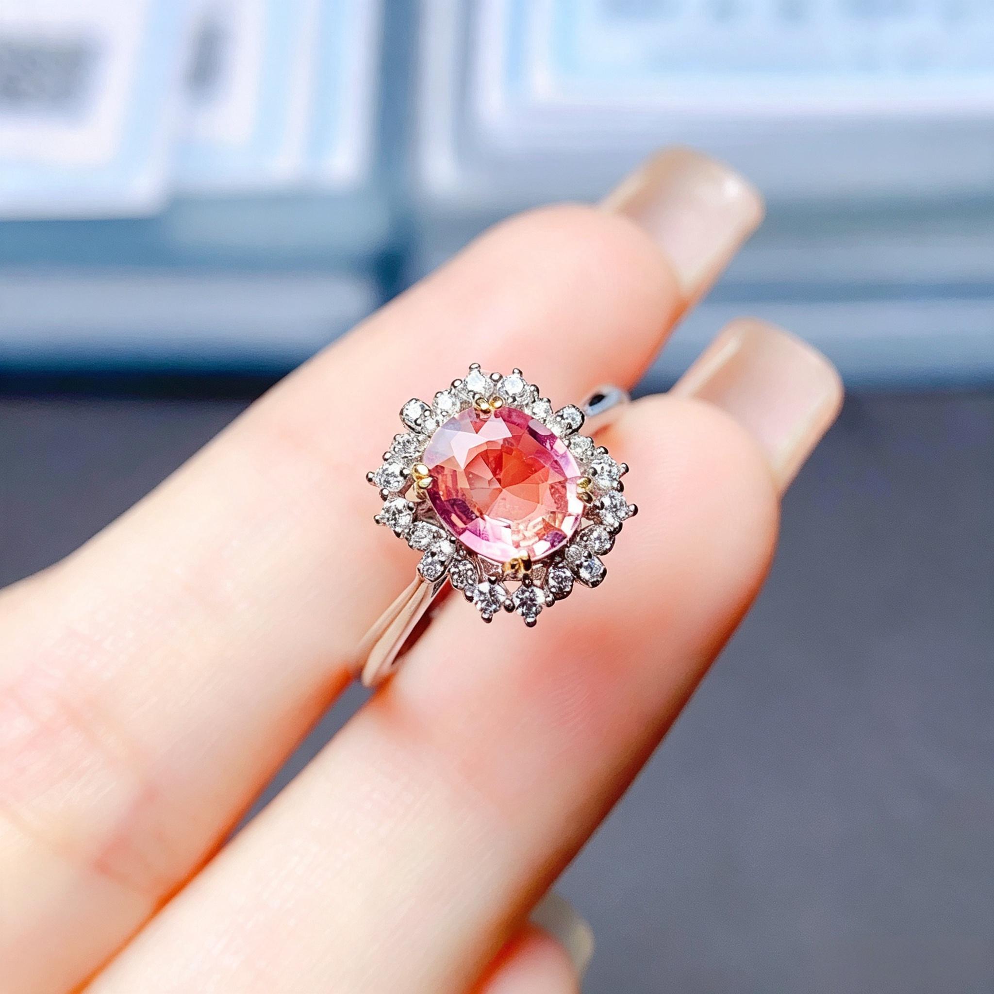 Natural tourmaline sterling silver women's ring
