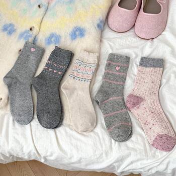 Girls' Socks, Autumn and Winter Mid-Calf Socks, Korean Style Sweet Slouch Socks, Girls' Student Cotton Socks, Children's Socks, Autumn and Winter Long Style