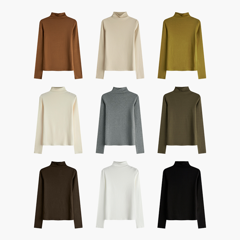 Gush undershirt female inner lap half high collar spring autumn season 2022 new body small taller white long sleeve T-shirt