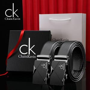 专柜正版CK皮带男头层牛皮礼盒装搭配口罩