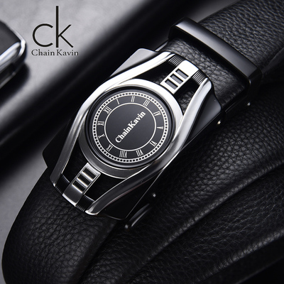 皮带男头层牛皮自动扣礼盒装