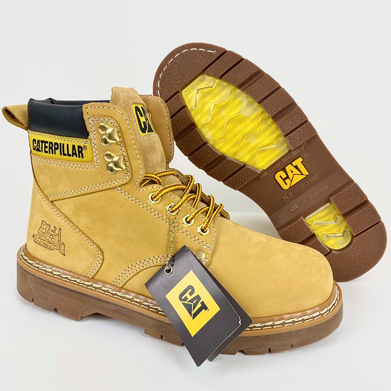 Qibu Cat Series Men's Yellow Boots, New Autumn and Winter Style, Internet Celebrity Style Work Shoes, Outdoor Casual