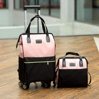 Short-Distance Trolley Bag, Universal Wheel Travel Bag, Women's Waterproof Ultra-Light Trolley Backpack, Dual-Use Luggage Bag, Dual-Use Boarding Bag