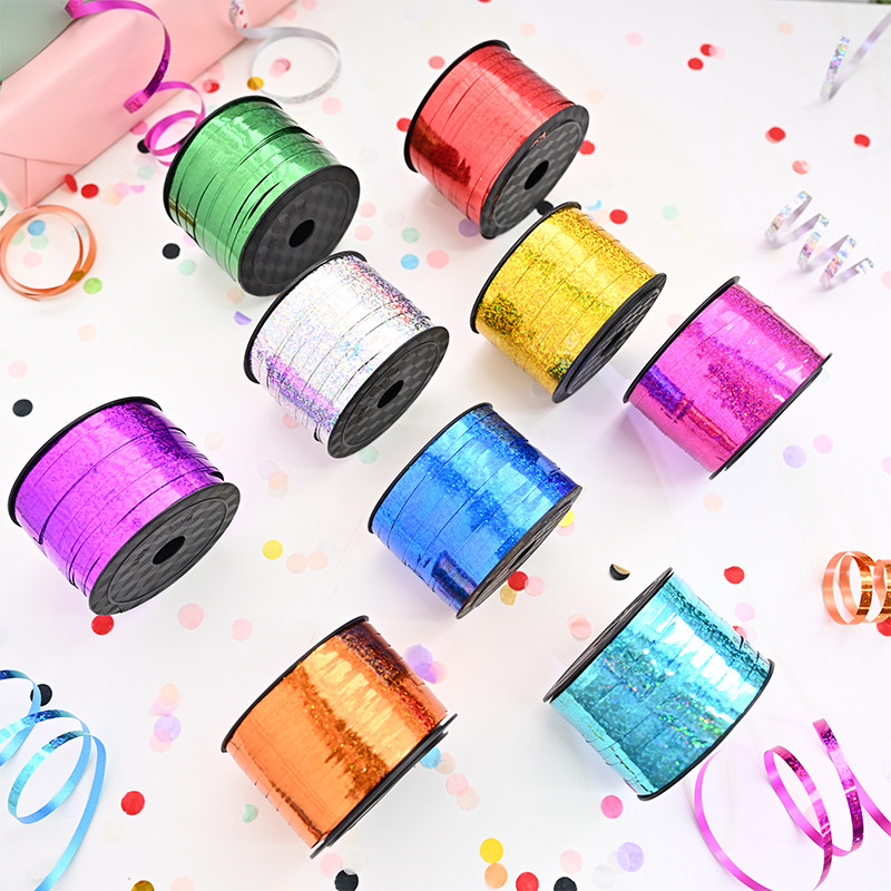 Wedding Children Birthday Party Silk Ribbon Colored with Rope Tie Balloon Decorative Wedding Room Floating laser zrope tied rope