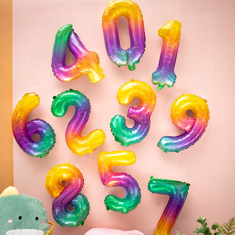 ins Korean small red book 16 inch gradual layer of rainbow color jelly Digital Balloon Nets Red children's photographed props