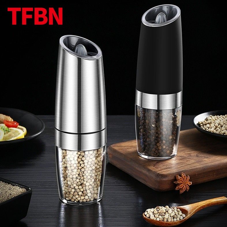 TFBN gravity induction pepper grinder electric stainless steel sea salt pepper black pepper grinder seasoning bottle