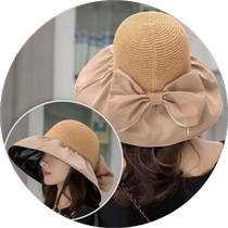 Sun protection hat womens anti-UV sun hat foldable vinyl fisherman hat to cover face seaside large brim sun hat