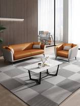 Reception area reception office sofa coffee table combination leather simple light luxury business Napa office sofa