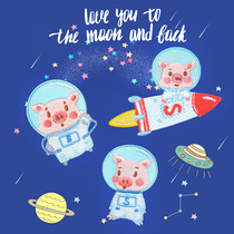 Space cosmonaut pig patch embroidery cloth with sticky clothes bag DIY plume clothes decoration