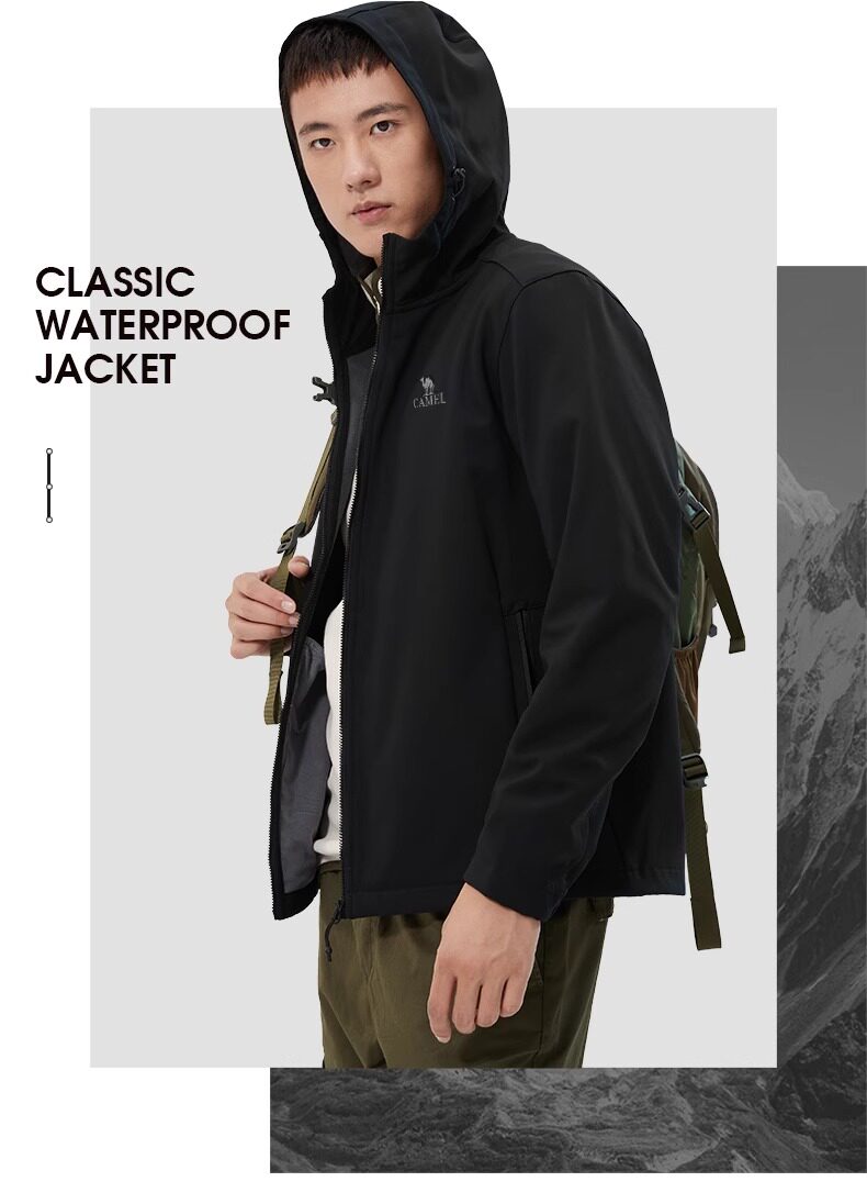 Кофта из флиса 骆驼软壳冲锋衣外套男25年秋防水防风运动夹克骑行登山加绒外套女 Camel