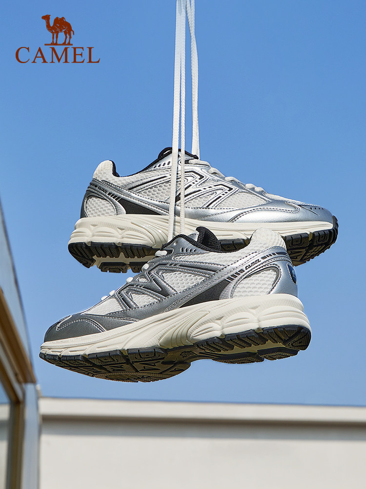 Camel Brand Women's Jogging Shoes, Outdoor Non-Slip Hiking Shoes, Couple's Style, Silver Dad Shoes, Mesh Breathable Walking Shoes