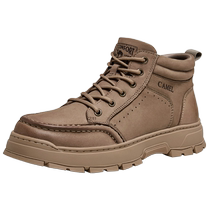 Camel Mens Shoes 2024 Winter New Versatile Thick Sole Increased Grip Soft Sole Urban High Top Skateboard Shoes for Men