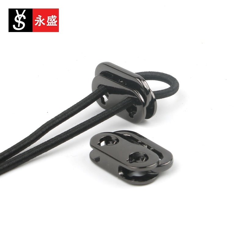 T230 Metal Spring Buckle Double-Hole Drawstring Clip Windbreaker Elastic Adjustment Buckle Cord Stopper DIY Clothing Accessories