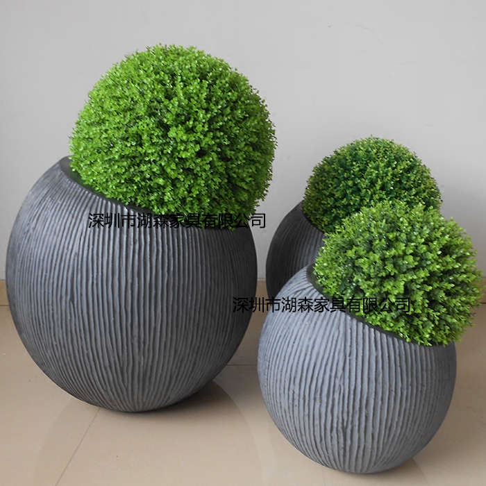 Outdoor Cement Color Glass Fiber Floor Large Flower Pot Mall Upright Streaks Waterproof Green Plant Florator Petaway Flower Vat Pendulum
