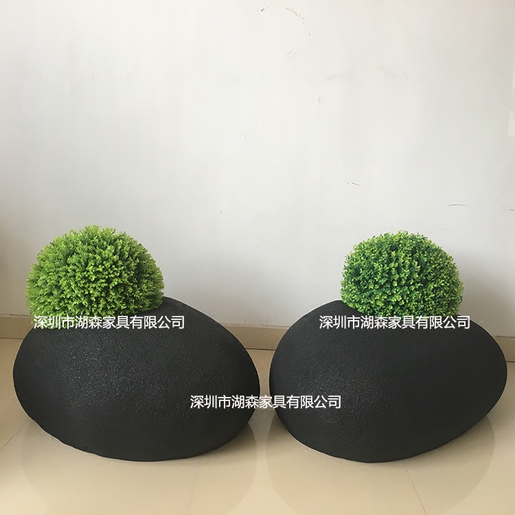 Retro Black Fiberglass Floor Large Flower Pot Outdoor Waterproof Combined Swing Piece Mall Hotel Green Implanter Vase