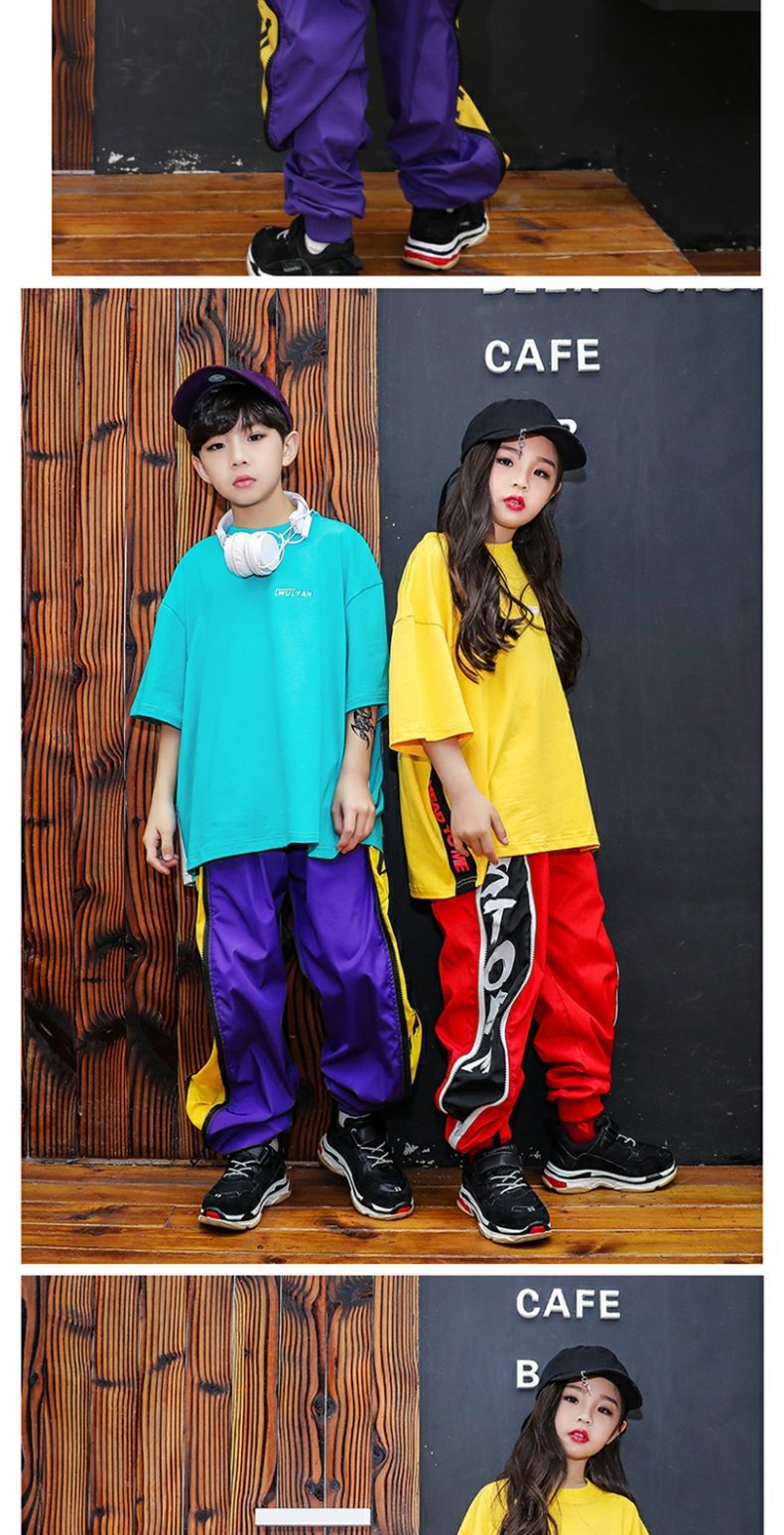 Quần áo khiêu vũ trẻ em đường phố hip hop phần thủy triều dài tay chàng trai và cô gái trang phục khiêu vũ jazz lỏng quần áo biểu diễn hiphop quần áo trẻ con