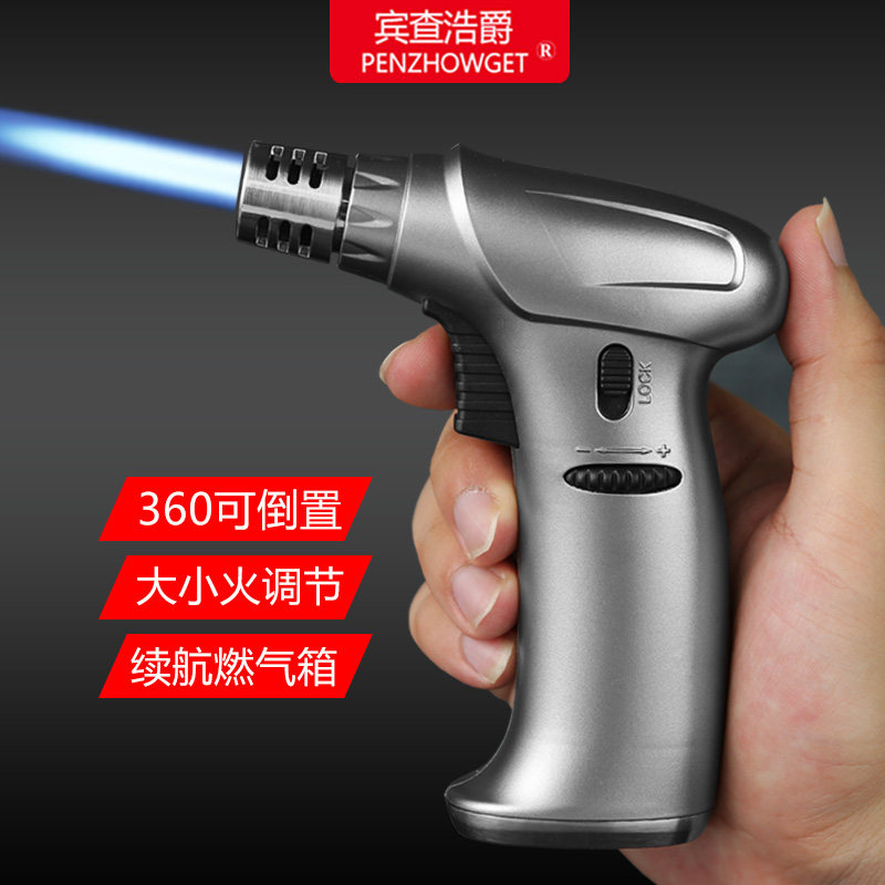 Spray Fire Welding Gun Cigar Special Flame Lighter Moxibustion Gas Windproof Spray Gun Baking Spot Incense Lighter Inflatable Straight Punch