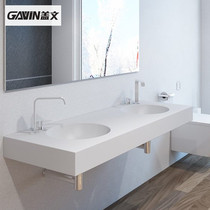 Nordic light luxury household white sink double basin one-piece Wall artificial stone wash basin toilet customization